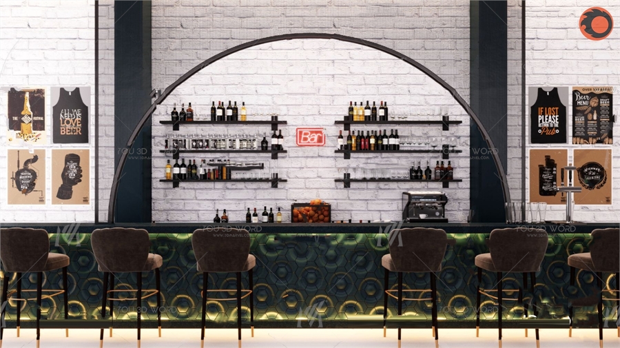 modern bar counter 3d model